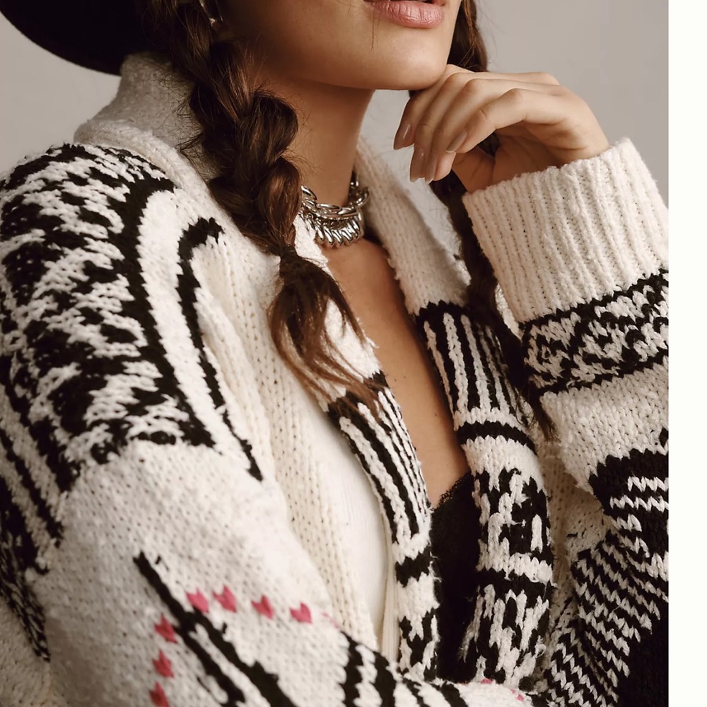 Pilcro x Anthropologie Slouchy Waves Open Front Cardigan Sweater - Picture 4 of 7